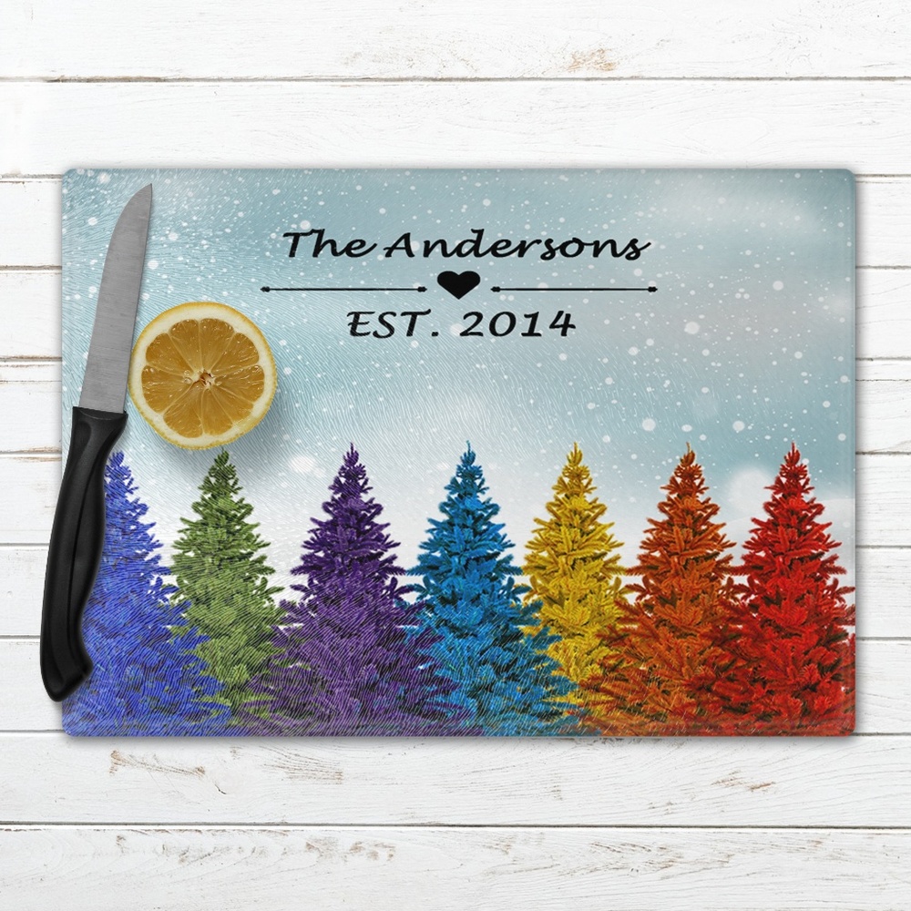 Personalized Holiday Glass Cutting Boards